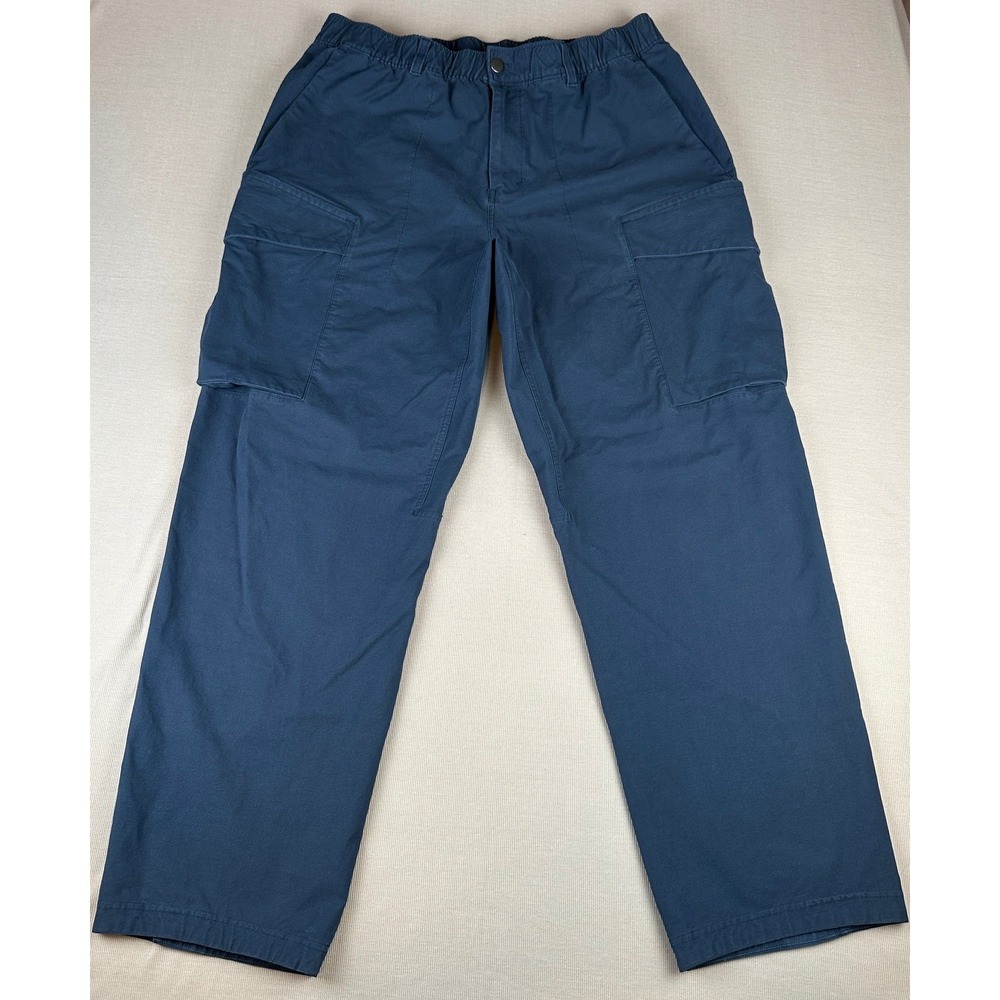 Lululemon Mens Navy Blue Cargo Pants Straight Leg Elastic Waist Utility Pockets